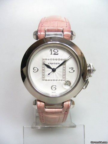 Cartier Pasha white gold/or blanc cadran silver diamants/ diamonds dial