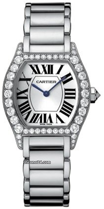 Cartier White Gold Tortue Mechanical Diamond Watch WA5072W9