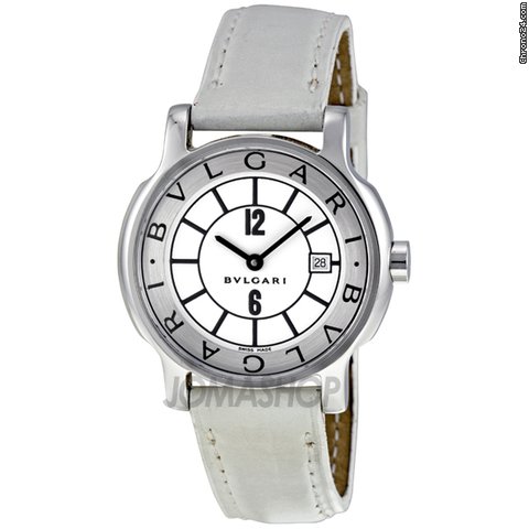 Bulgari Solotempo White Dial White Leather Strap Ladies Watch ST29WSLDW