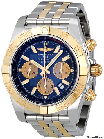 Breitling Chronomat 44 Blue Dial Steel and Gold Automatic Mens Watch CB011012-C790TT