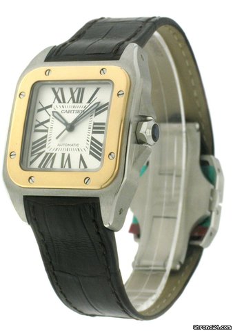 Cartier Santos 100 medium 18kt Rose Gold/Steel Midsize W20107X7