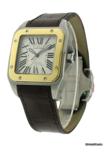 Cartier Santos 100 Large 18kt Yellow Gold-Steel Mens xl W20072X7
