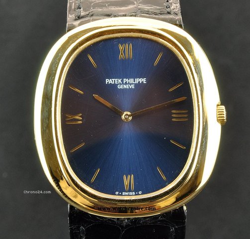 Patek Philippe 18k Y/G Automatic Blue Dial Jumbo Ellipse 3589