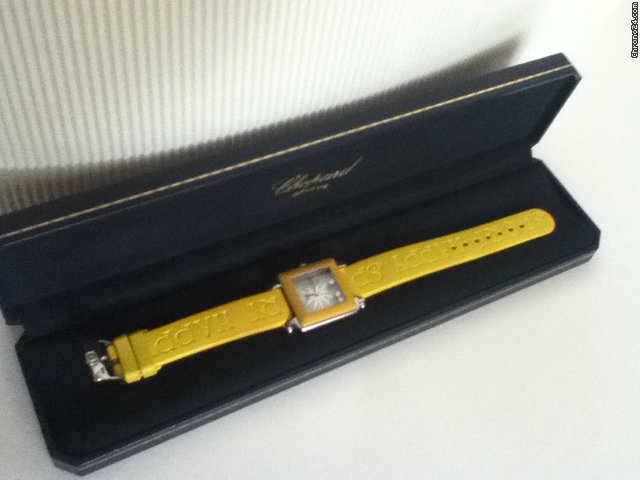 replica Chopard "Be Happy 2" ladies 3 diamonds steel square watch WATCHES 1 