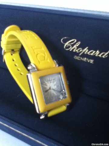 Chopard "Be Happy 2" ladies 3 diamonds steel square watch