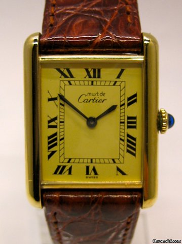 Cartier Tank Silber GM vergoldet Handaufzug