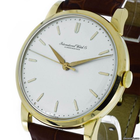 IWC Schaffhausen Handaufzug sto gesichertes Werk 750/Gelbgold an Lederband