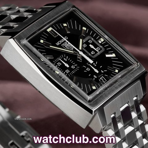 replica TAG Heuer Monaco 'All Steel' - Black Dial WATCHES 1 