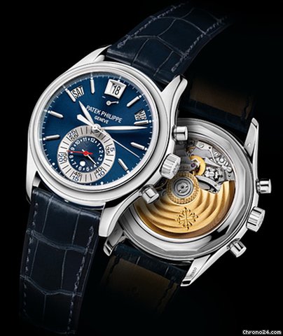 Patek Philippe Platinum Annual Calendar Chronograph Blue 5960P