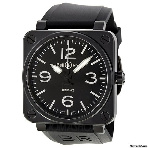 Bell & Ross BR 01 Instrument Automatic Black Dial Mens Watch BR0192-BL-CER-SRB