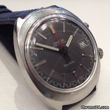 Omega vintage chronostop date grey dial red hand