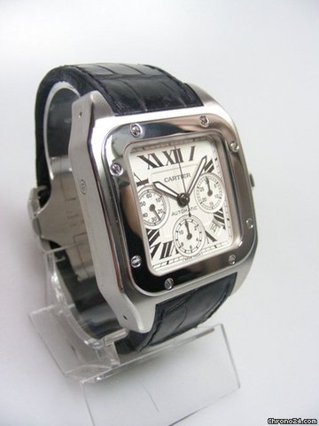 replica Cartier Santos 100 chronographe acier/cuir boucle deployante/leather on deployant WATCHES 1 