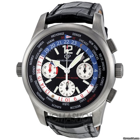 Girard Perregaux WWTC Automatic Black Titanium Leather Mens Watch 4980021657FK6A