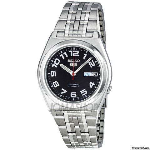 Seiko 5 Black Dial Automatic Stainless Steel Mens Watch SNK655