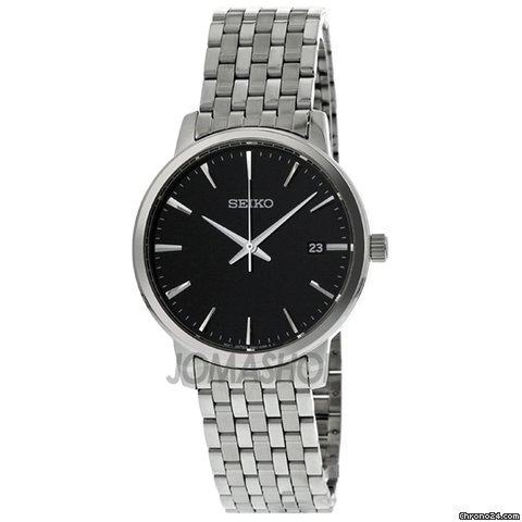 Seiko Black Dial Stainless Steel Mens Watch SGEF89