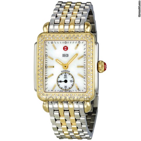 Michele Deco 16 White Mother of Pearl Dial Yellow Gold-tone Watch MWW06V000023