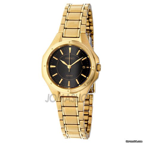 Seiko Automatic Black Dial Gold-tone Ladies Watch SXDE18