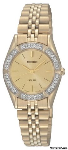 Seiko Solar Swarovski Crystal Gold-tone Ladies Watch SUP096