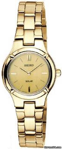 Seiko Solar Champagne Dial Gold-tone Ladies Watch SUP068