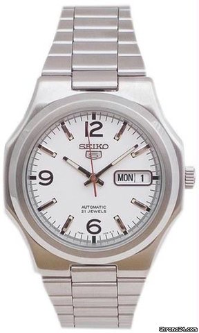 Seiko 5 Automatic White Dial Stainless Steel Mens Watch SNKK55