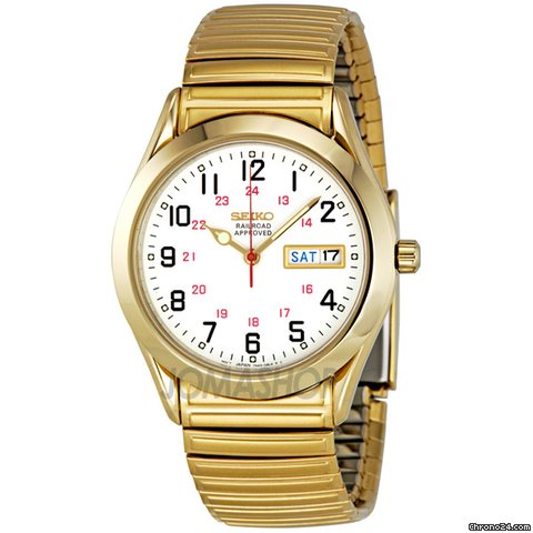 Seiko Day Date White Dial Gold-tone Mens Watch SGG746