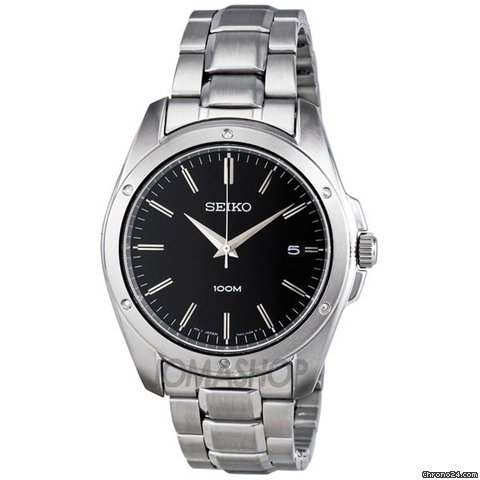 Seiko Black Dial Stainless Steel Mens Watch SGEF81