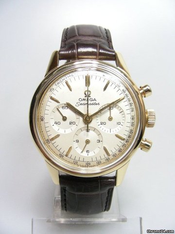 Omega Seamaster chronographe vintage yellow gold calibre 321 cadran silver dial