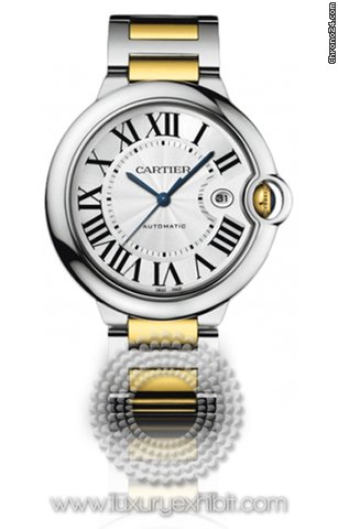 Cartier Ballon Bleu 18kt Yellow Gold and Stainless Steel Mens Watch W69009Z3