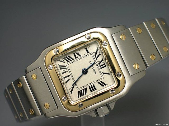 Cartier "SANTOS de Cartier" Edelstahl/Gelbgold - guter Zustand - DAM
