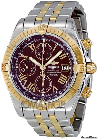Breitling Chronomat Evolution Bordeaux Dial Steel and Gold Automatic Mens Watch C1335611-K515TT