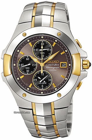 Seiko Coutura Two-Tone Steel Alarm Chronograph Mens Watch SNA548