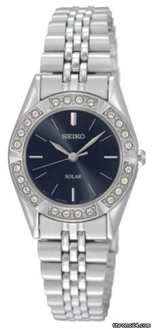 Seiko Solar Black Dial Stainless Steel Ladies Watch SUP091