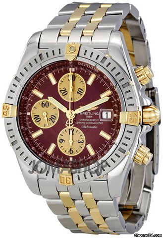 Breitling Chronomat Burgundy Dial Chronograph Steel and Gold Mens Watch B1335611-K505TT