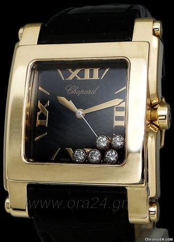 Chopard Happy Sport II Square XL 18k Gold 5 Floating Diamonds