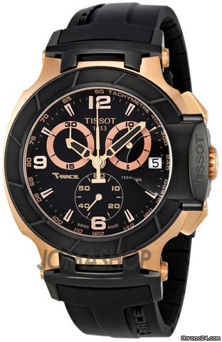 Tissot T-Race Chronograph Rose Gold-tone Black Rubber Mens Watch T0484172705706