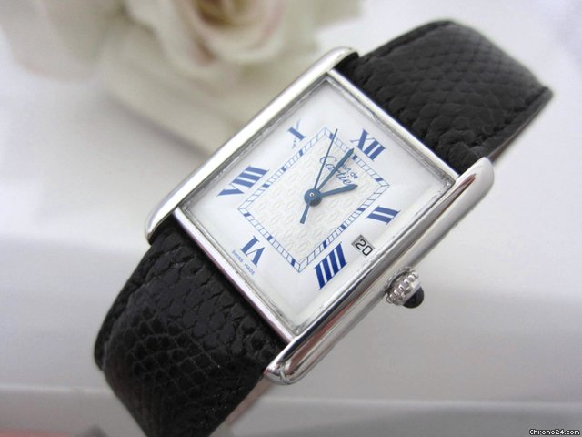Cartier Tank mit Datum Silber