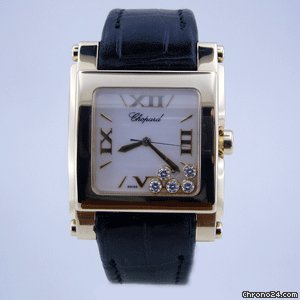 Chopard HAPPY SPORT 2 XL SQUARE YELLOW GOLD BLUE LEATHER