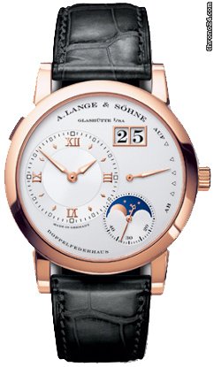 A. Lange & Sohne A  Moonphase Silver Dial Black Leather Strap Mens Watch 109032