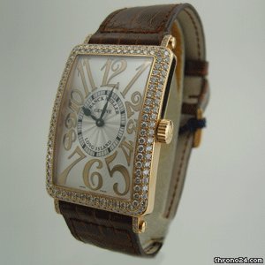 replica Franck Muller LONG iSLAND ROSE GOLD DiAMOND BEZEL LARGE SiZE 1000 QZD WATCHES 1 