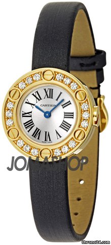 Cartier Love 18kt Yellow Gold Diamond Case Satin Strap Ladies Watch WE800931