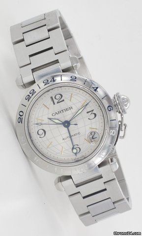 Cartier Pasha C Stahl Automatik zwei Zeitzonen GMT
