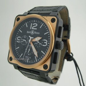 replica Bell & Ross AViATiON CHRONOGRAPH BLACK CASE ROSE BEZEL BR01-94 WATCHES 1 