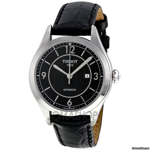 Tissot T-One Black Leather Stainless Steel Leather Ladies Watch T0382071605700