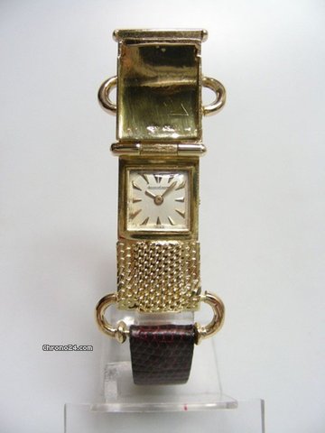 Jaeger-LeCoultre Etrier yellow gold avec couvercle cadran silver dial