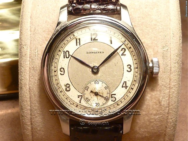 Longines Tre Tacche "Step Case" waterproof 1937 watch /  32,5mm