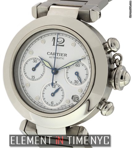 Cartier Pasha C Chrono 35mm White Dial Steel W31039M7