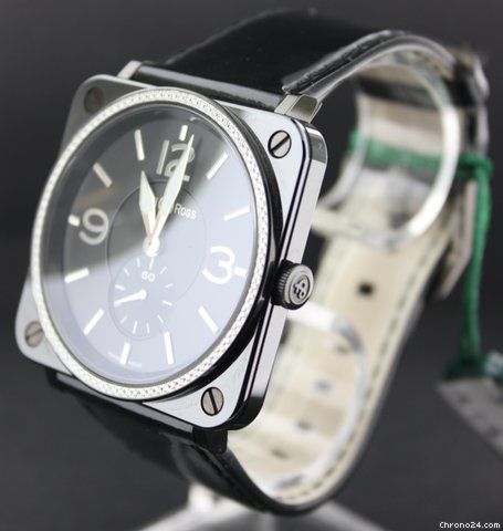 replica Bell & Ross Women's watch leather strap and diamond bazel WATCHES 1 