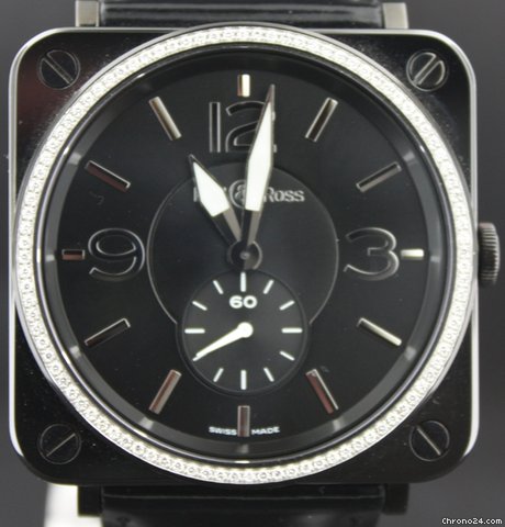 Bell & Ross Women's watch leather strap and diamond bazel