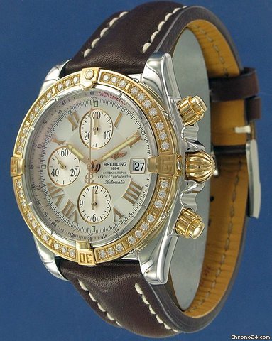 replica Breitling Chronomat Evolution Pink Gold/Steel/Diamonds !NEW! 34% OFF WATCHES 1 