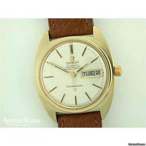 Omega Constellation Gold-capped automatic day-date on strap